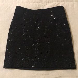 Ann Taylor Loft 00 Black Sequin mini skirt